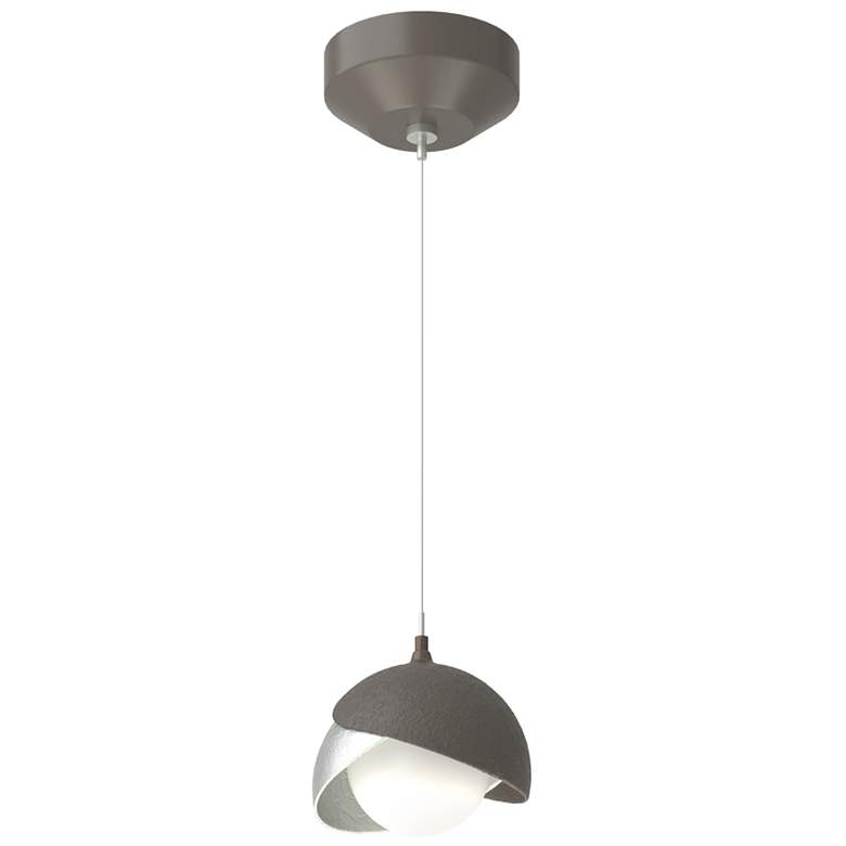 Image 1 Brooklyn Double Shade Mini Pendant - Dark Smoke - Platinum - Opal Glass
