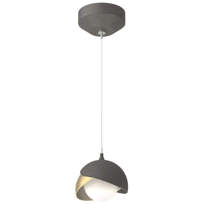 Image 1 Brooklyn Double Shade Mini Pendant - Iron - Modern Brass - Opal Glass
