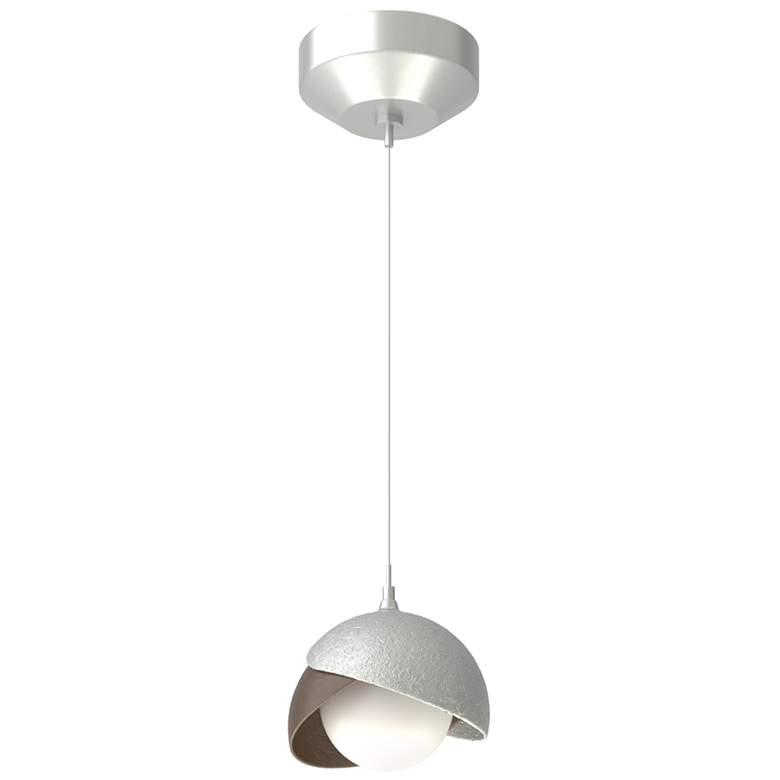 Image 1 Brooklyn Double Shade Mini Pendant - Platinum - Bronze - Opal Glass