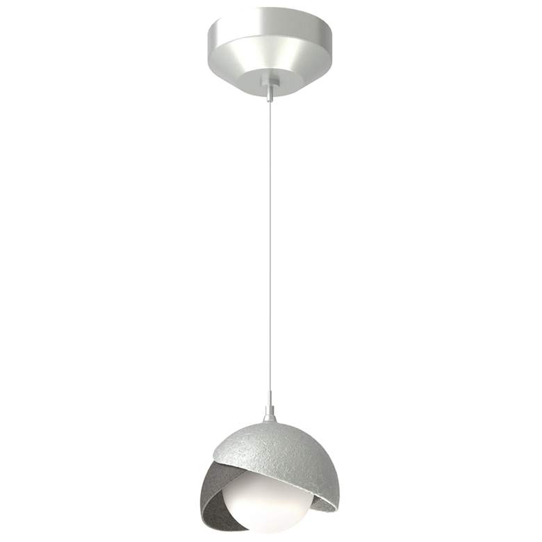 Image 1 Brooklyn Double Shade Mini Pendant - Platinum - Natural Iron - Opal Glass