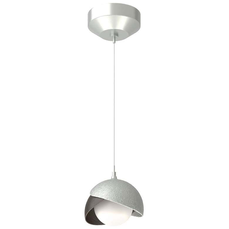 Image 1 Brooklyn Double Shade Mini Pendant - Platinum - Rubbed Bronze - Opal Glass
