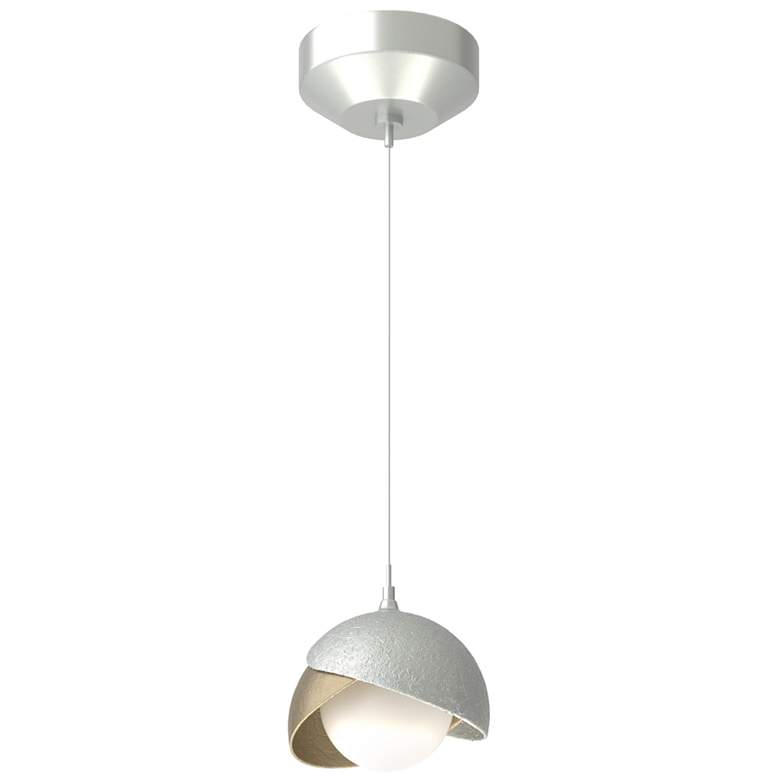 Image 1 Brooklyn Double Shade Mini Pendant - Platinum - Soft Gold - Opal Glass