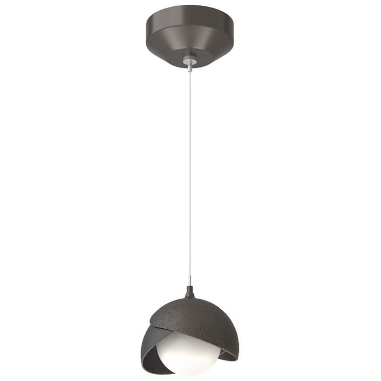 Image 1 Brooklyn Double Shade Mini Pendant - Rubbed Bronze - Black - Opal Glass