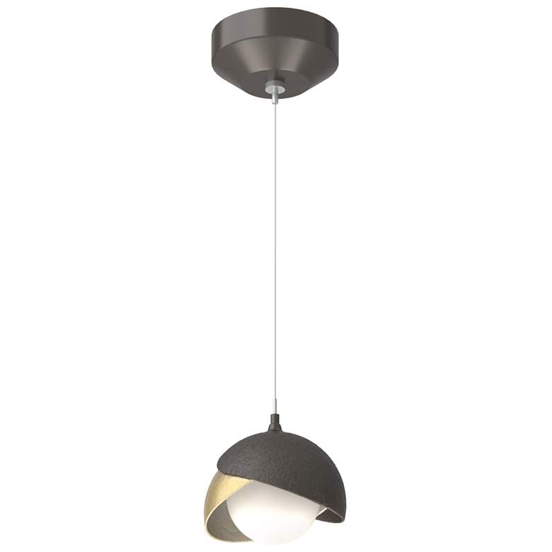 Image 1 Brooklyn Double Shade Mini Pendant - Rubbed Bronze - Brass - Opal Glass
