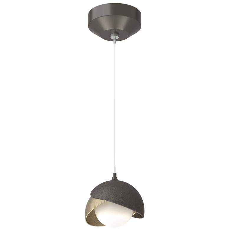 Image 1 Brooklyn Double Shade Mini Pendant - Rubbed Bronze - Gold - Opal Glass