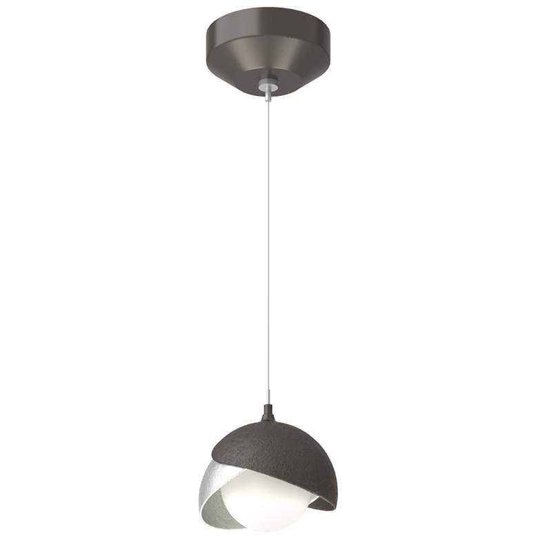 Image 1 Brooklyn Double Shade Mini Pendant - Rubbed Bronze - Platinum - Opal Glass