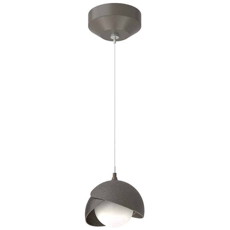 Image 1 Brooklyn Double Shade Mini Pendant - Smoke - Rubbed Bronze - Opal Glass