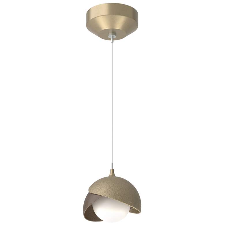 Image 1 Brooklyn Double Shade Mini Pendant - Soft Gold - Bronze - Opal Glass