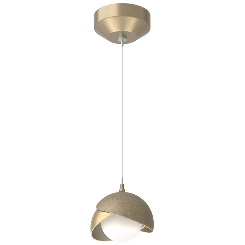 Image 1 Brooklyn Double Shade Mini Pendant - Soft Gold - Modern Brass - Opal Glass