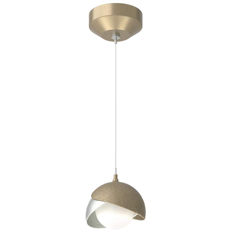 Image 1 Brooklyn Double Shade Mini Pendant - Soft Gold - Platinum - Opal Glass