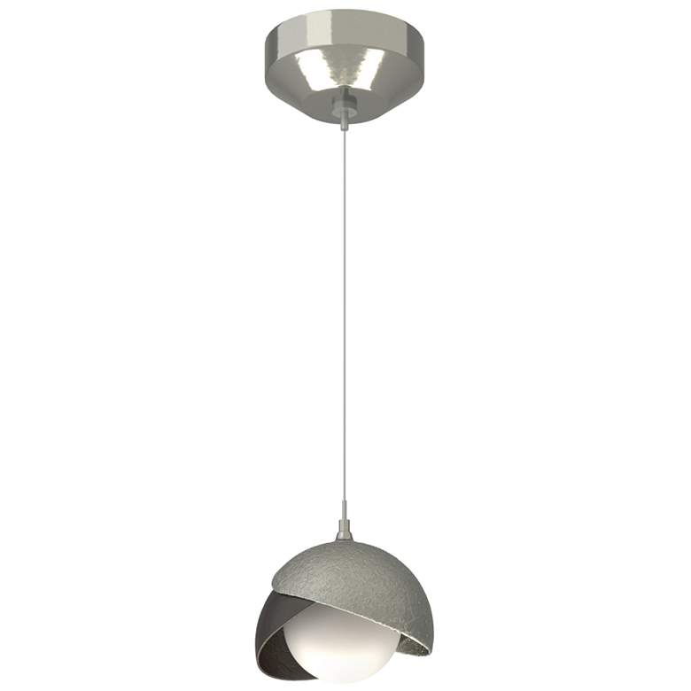 Image 1 Brooklyn Double Shade Mini Pendant - Sterling - Rubbed Bronze - Opal Glass