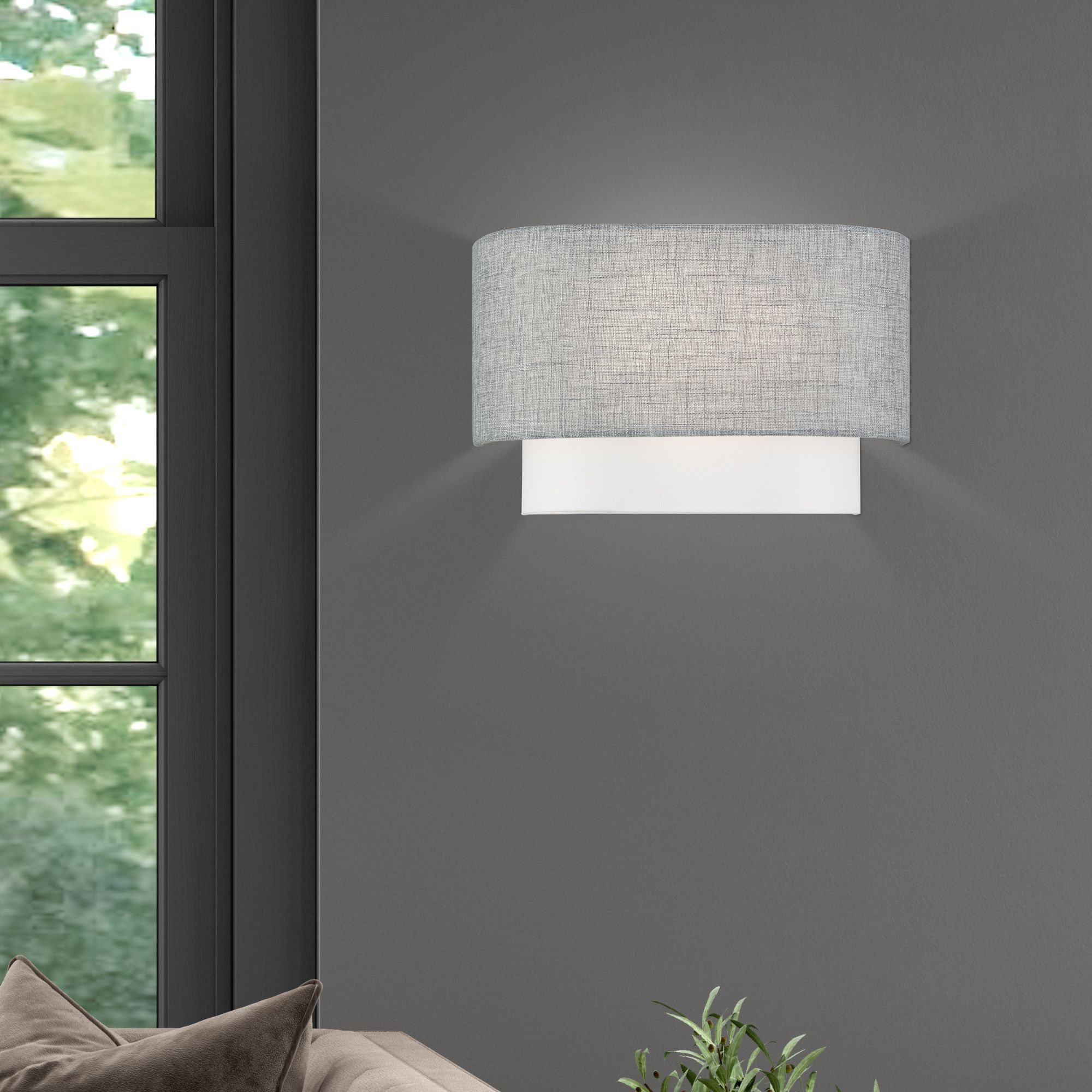 Brookmeade 2 Light ADA Sconce with Gray and White Shades