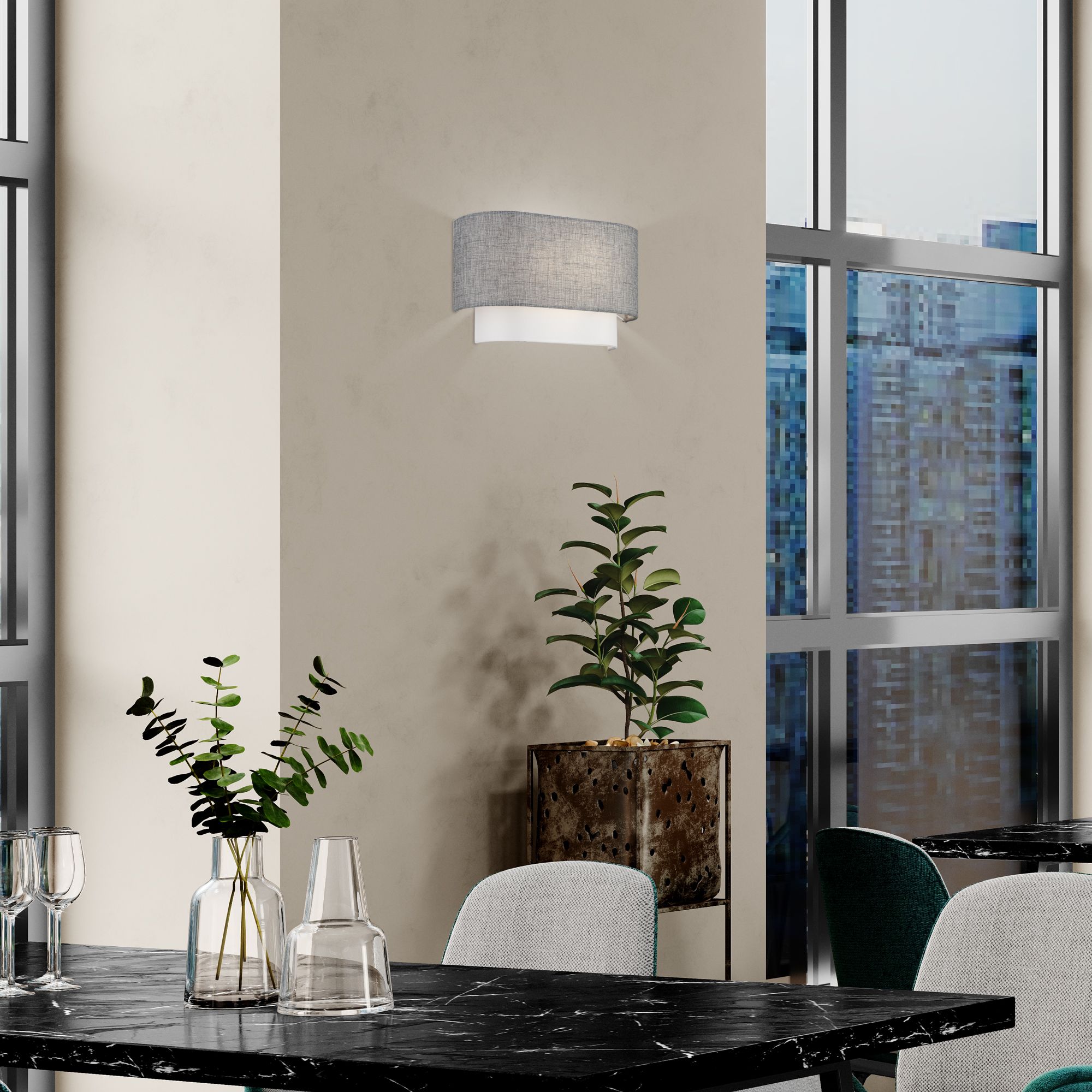 Brookmeade 2 Light ADA Sconce with Gray and White Shades