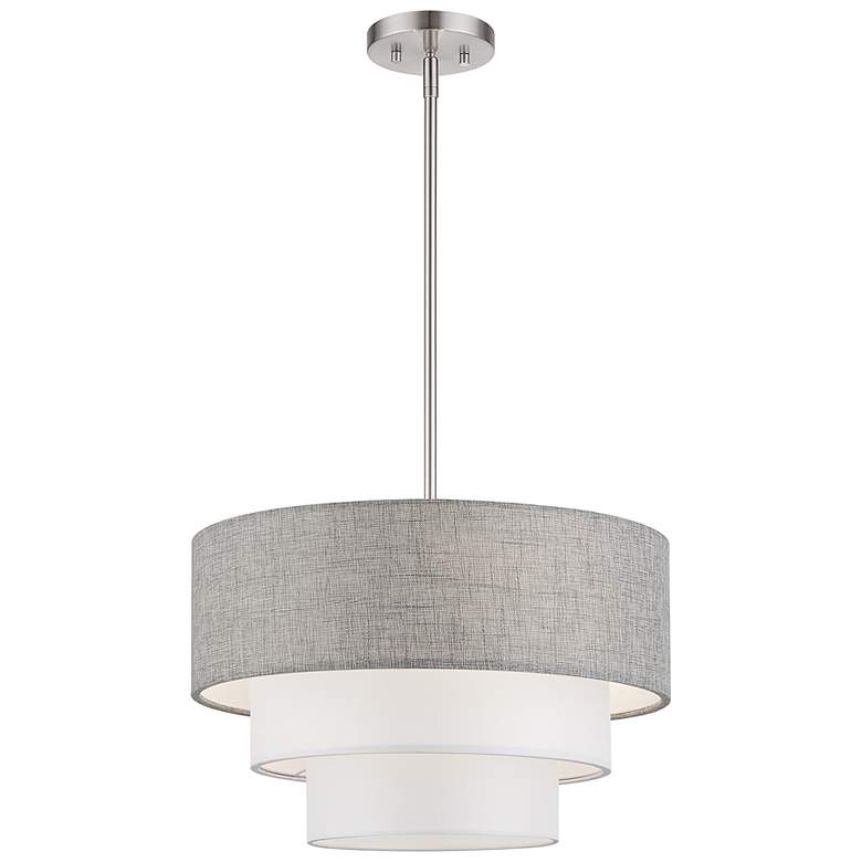Image 2 Brookmeade 3 Light Pendant Chandelier with Gray and White Shades
