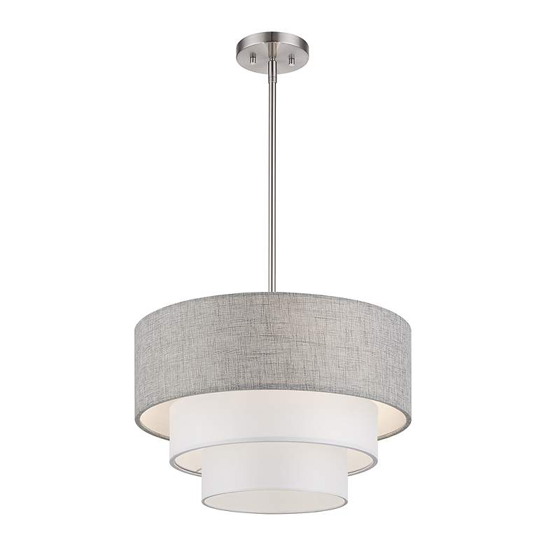 Image 4 Brookmeade 3 Light Pendant Chandelier with Gray and White Shades more views