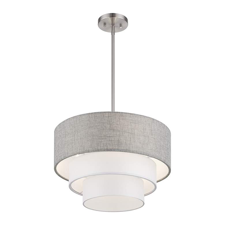 Image 5 Brookmeade 3 Light Pendant Chandelier with Gray and White Shades more views