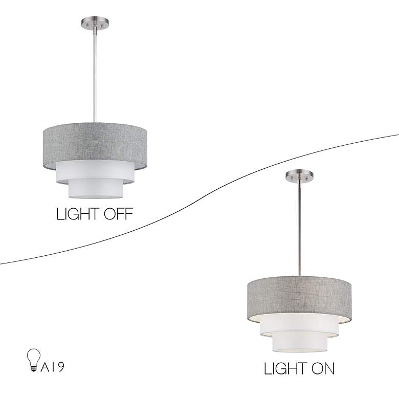 Image 7 Brookmeade 3 Light Pendant Chandelier with Gray and White Shades more views