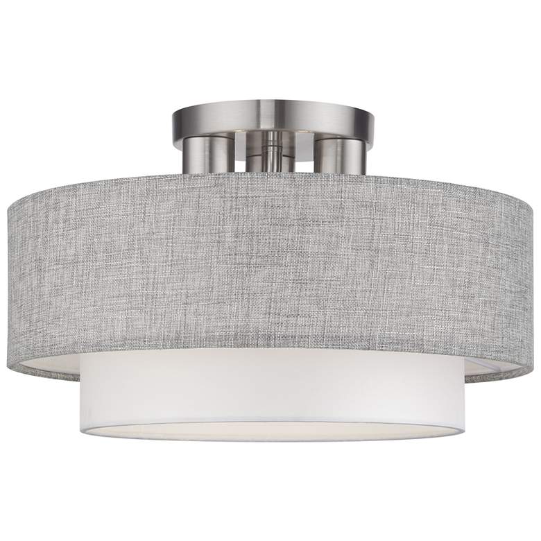 Image 1 Brookmeade 3 Light Semi-Flush with Gray and White Fabric Shades
