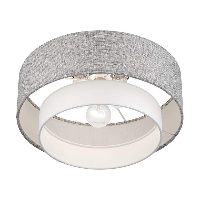 Image 5 Brookmeade 3 Light Semi-Flush with Gray and White Fabric Shades more views