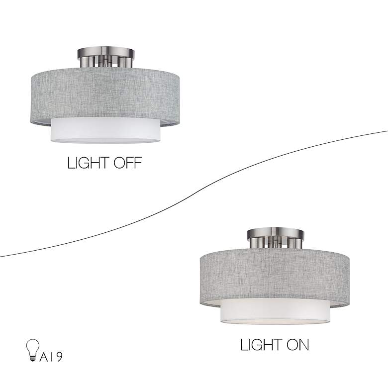 Image 7 Brookmeade 3 Light Semi-Flush with Gray and White Fabric Shades more views
