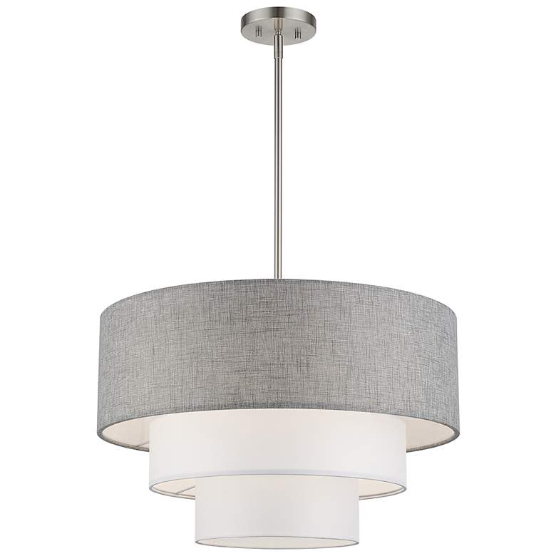 Image 2 Brookmeade 4 Light Pendant Chandelier with Gray and White Shades