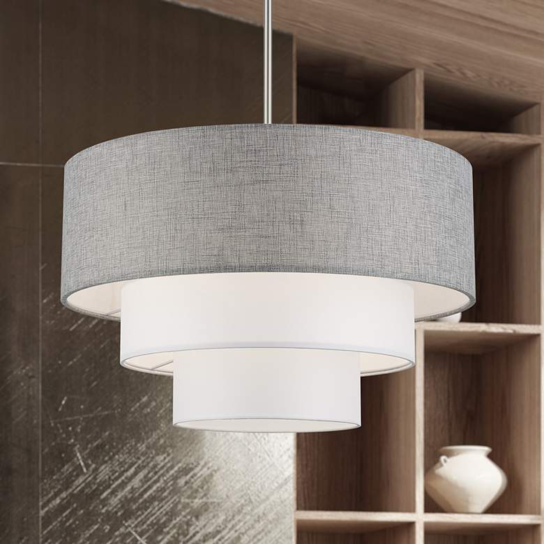 Image 1 Brookmeade 4 Light Pendant Chandelier with Gray and White Shades