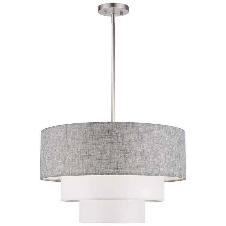 Image 3 Brookmeade 4 Light Pendant Chandelier with Gray and White Shades more views