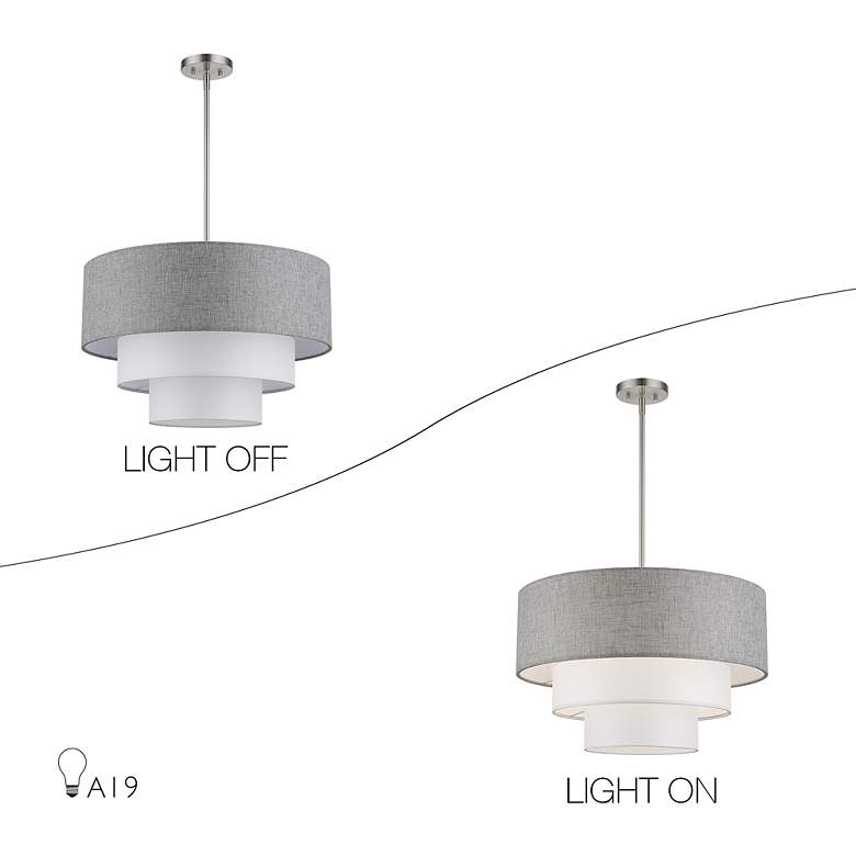 Image 7 Brookmeade 4 Light Pendant Chandelier with Gray and White Shades more views