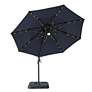 Brooks 10-Foot Blue Solar LED Double Top Cantilever Umbrella