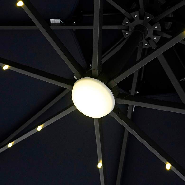 Image 4 Brooks 10-Foot Blue Solar LED Double Top Cantilever Umbrella more views