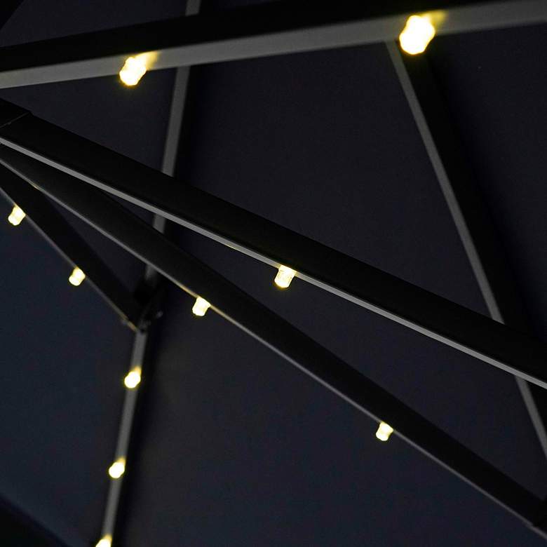 Image 6 Brooks 10-Foot Blue Solar LED Double Top Cantilever Umbrella more views