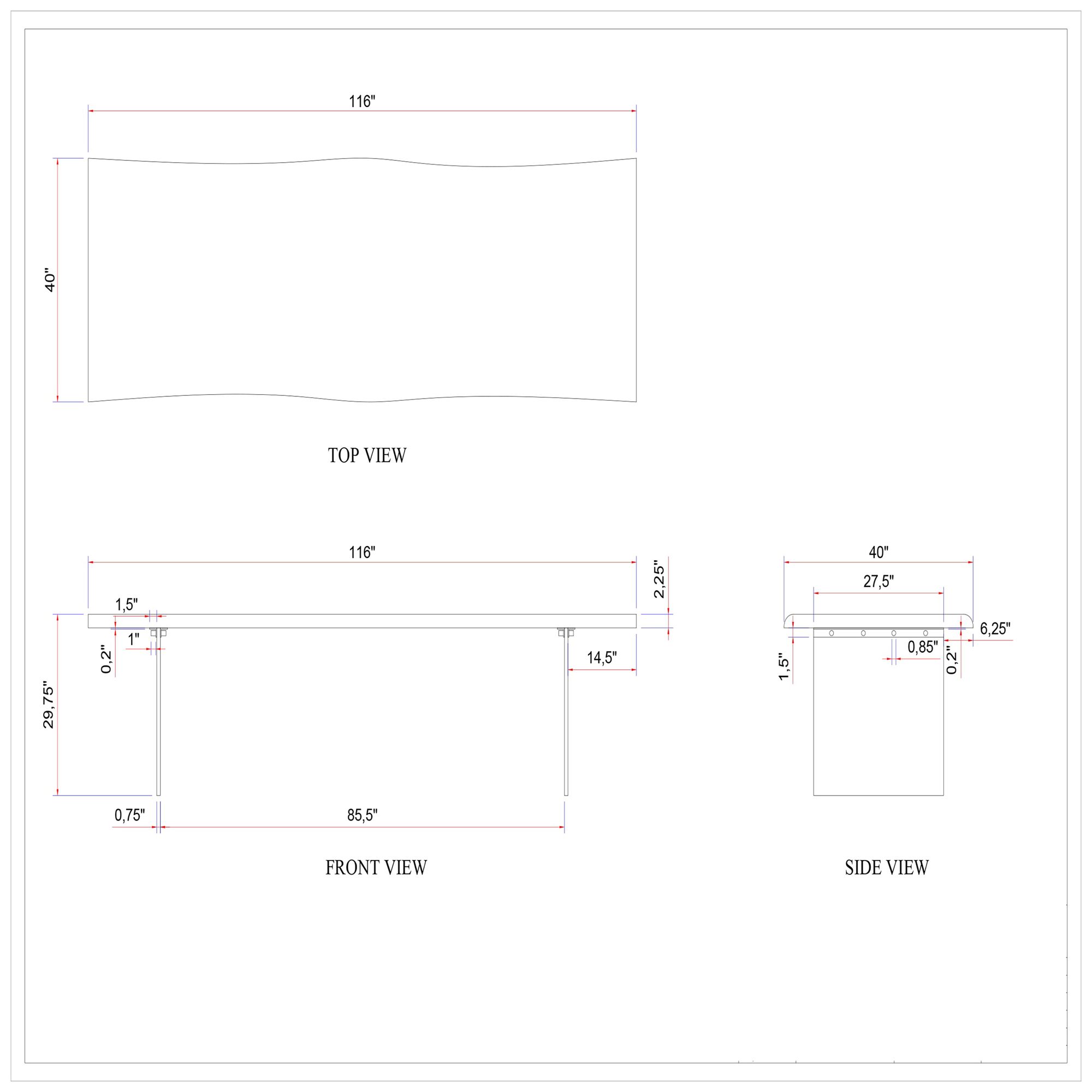 Brooks 116" Wide Teak, Clear Rectangular Dining Table