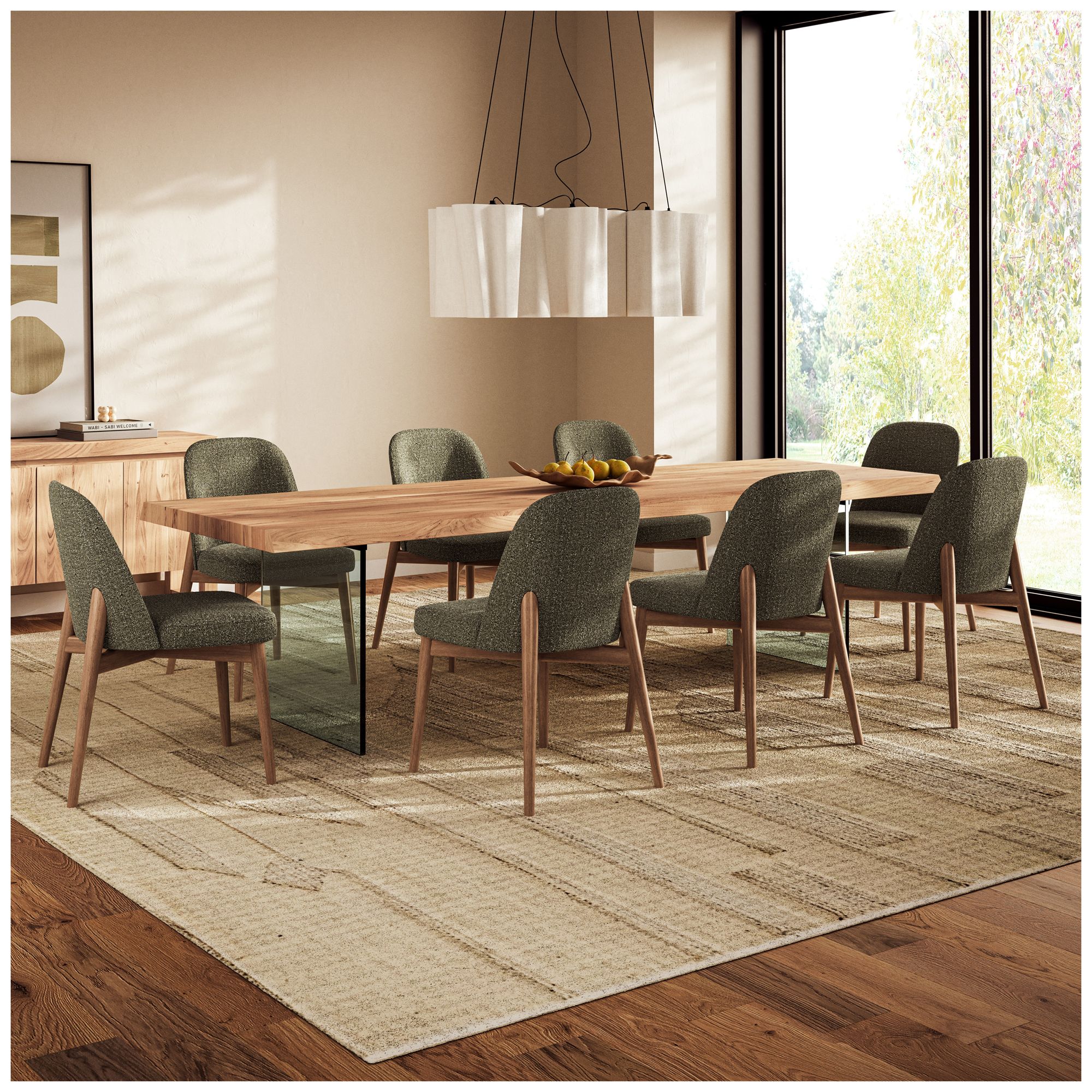 Brooks 116" Wide Teak, Clear Rectangular Dining Table