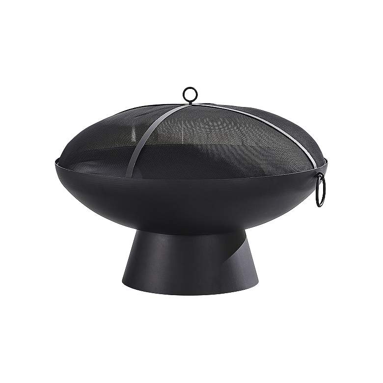 Image 2 Brooks 31 1/2"W Black Round Wood Burning Outdoor Fire Pit