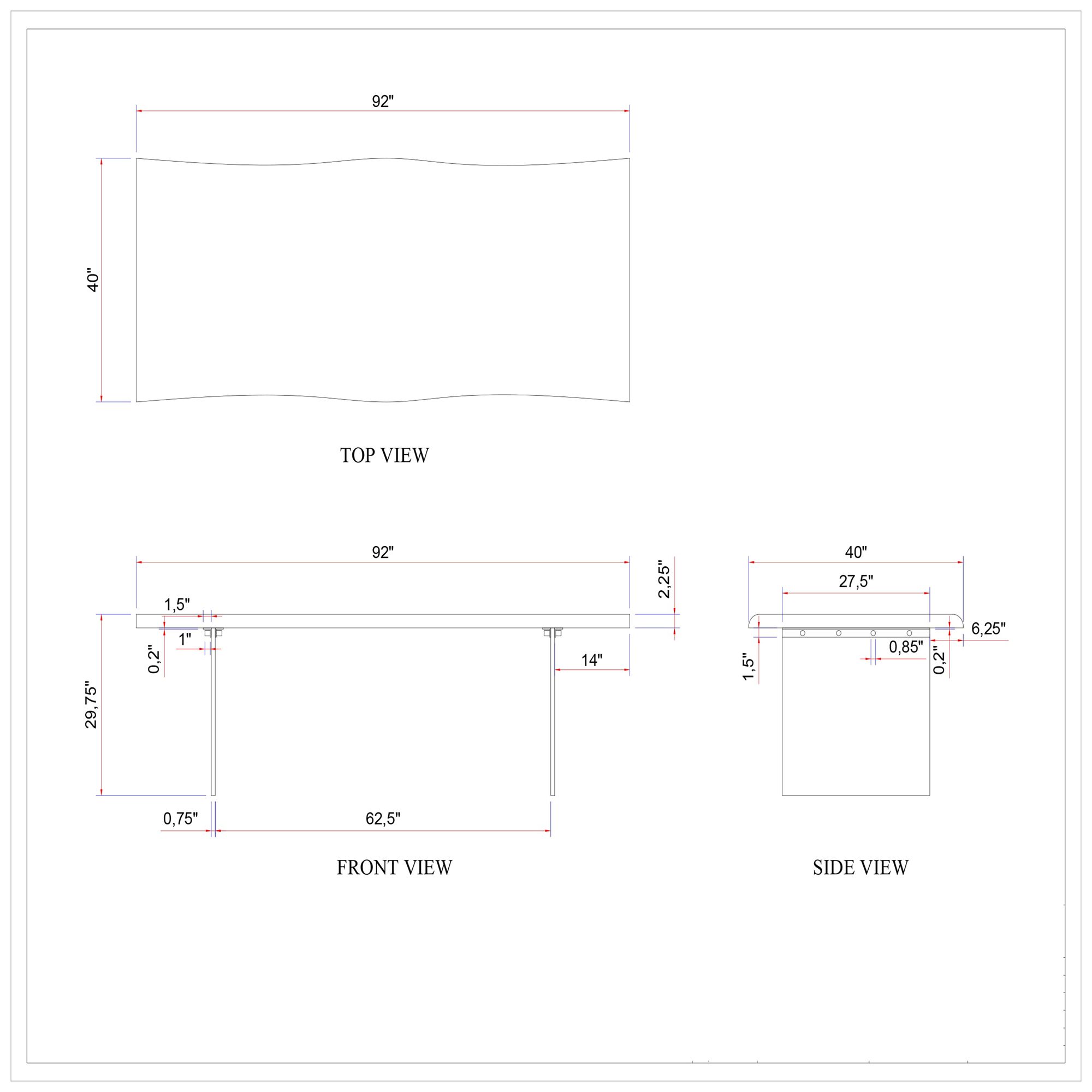 Brooks 92" Wide Teak, Clear Rectangular Dining Table