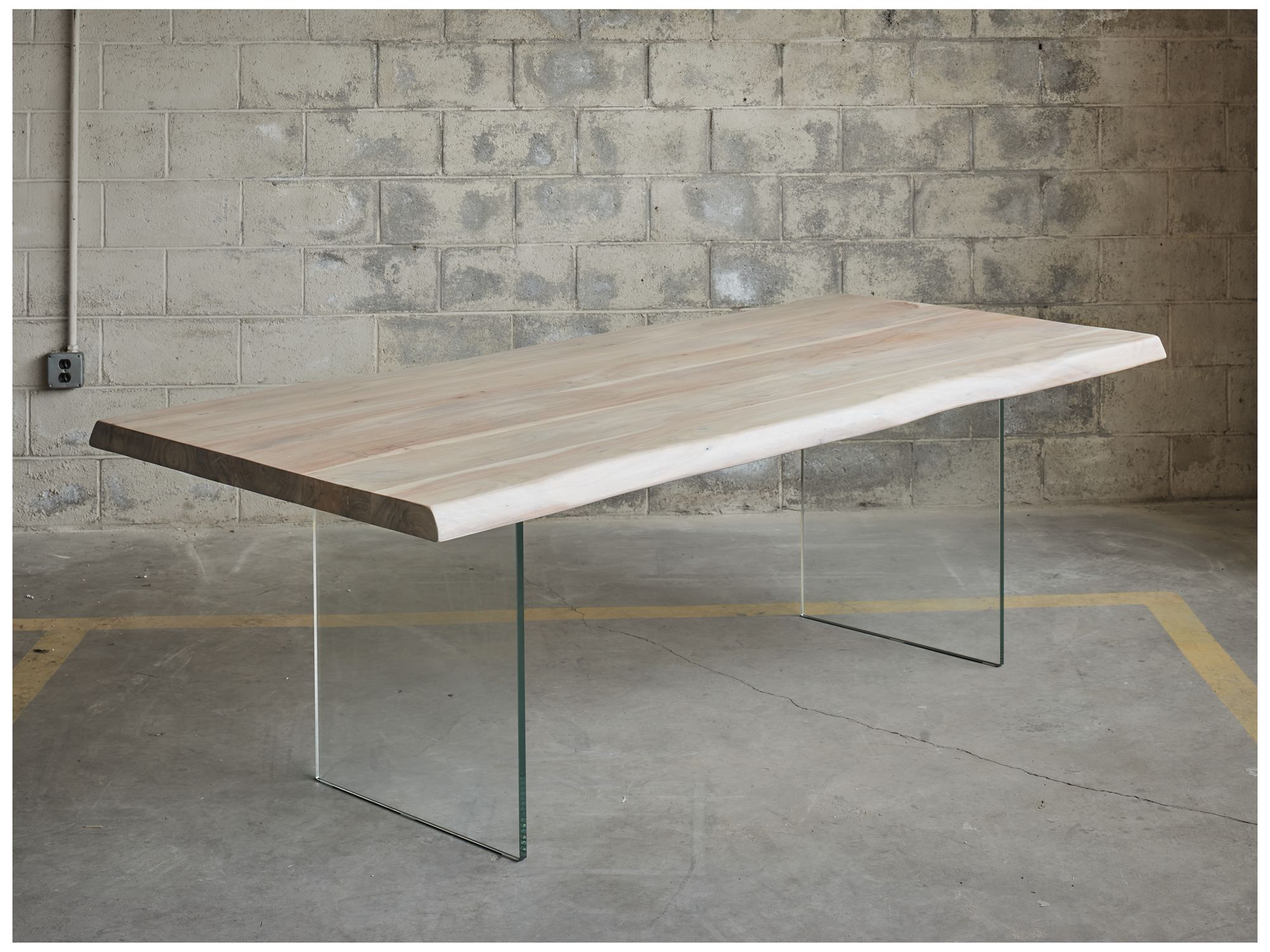 Image 3 Brooks 92" Wide White Wash, Clear Rectangular Dining Table more views