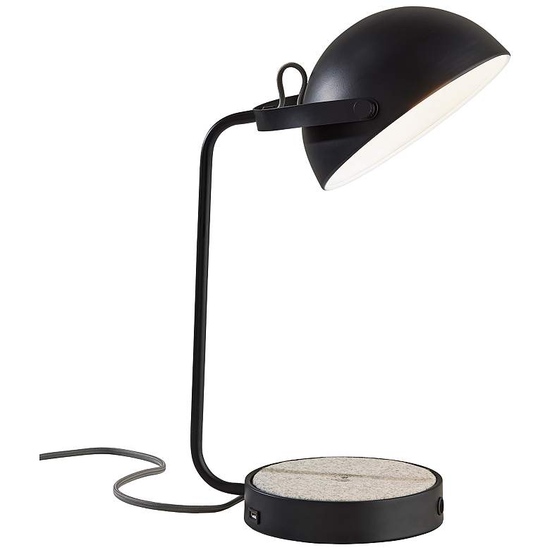 Image 1 Brooks Black Metal Desk Lamp with USB Port and AC Outlet