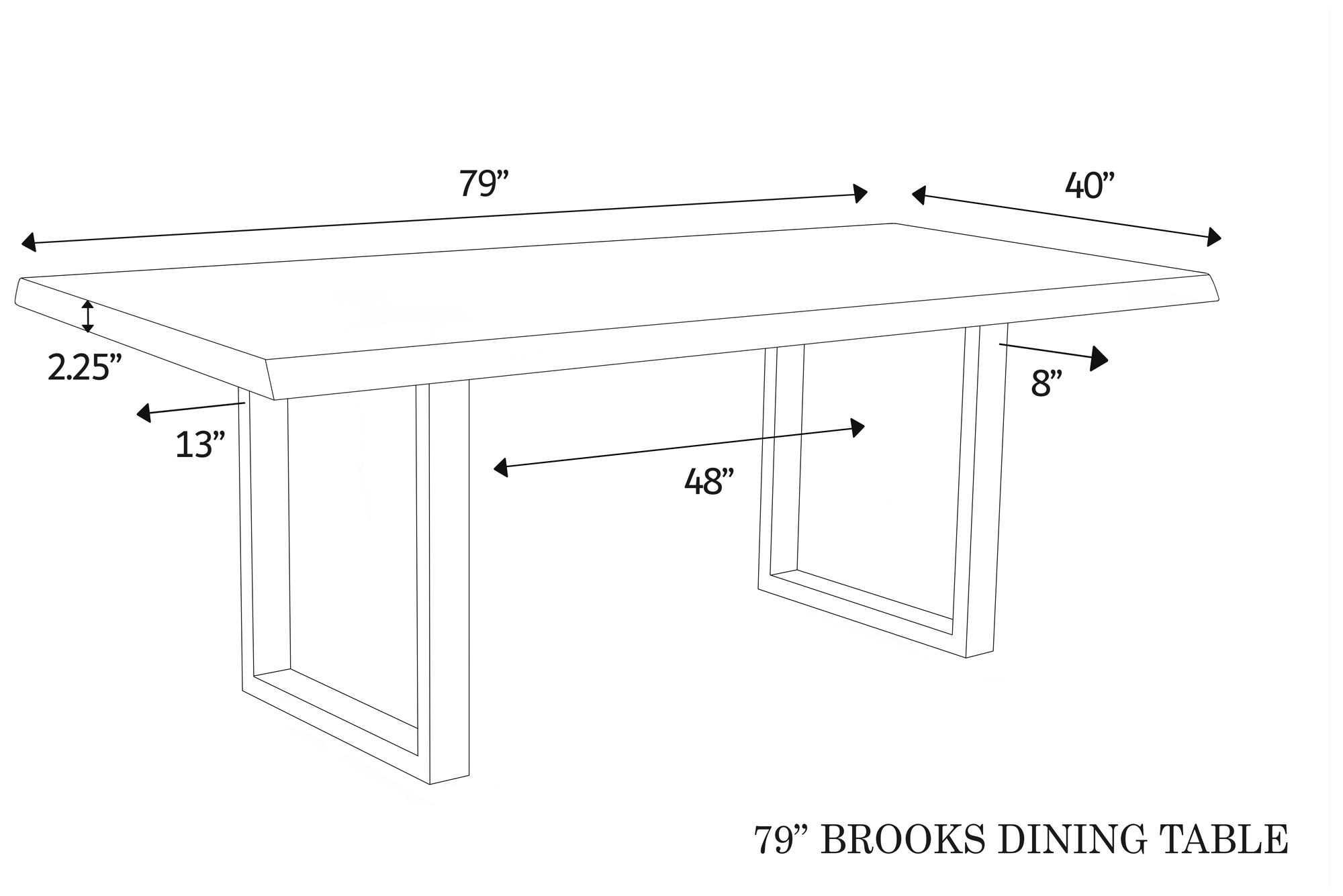 Brooks Dining Table U Base 40