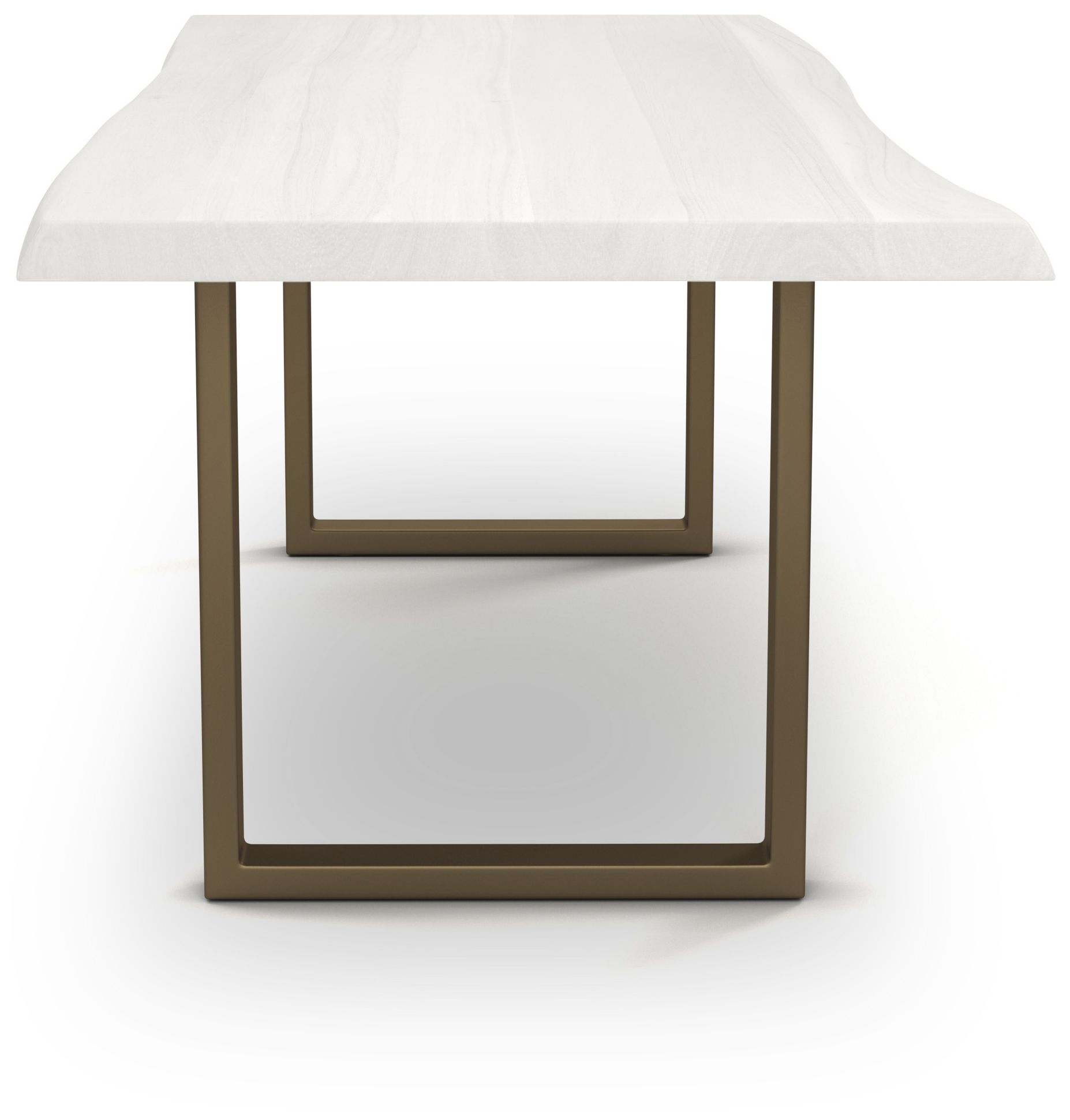 Image 2 Brooks Dining Table U Base 40" x 79" White Wash Top Brass Base more views