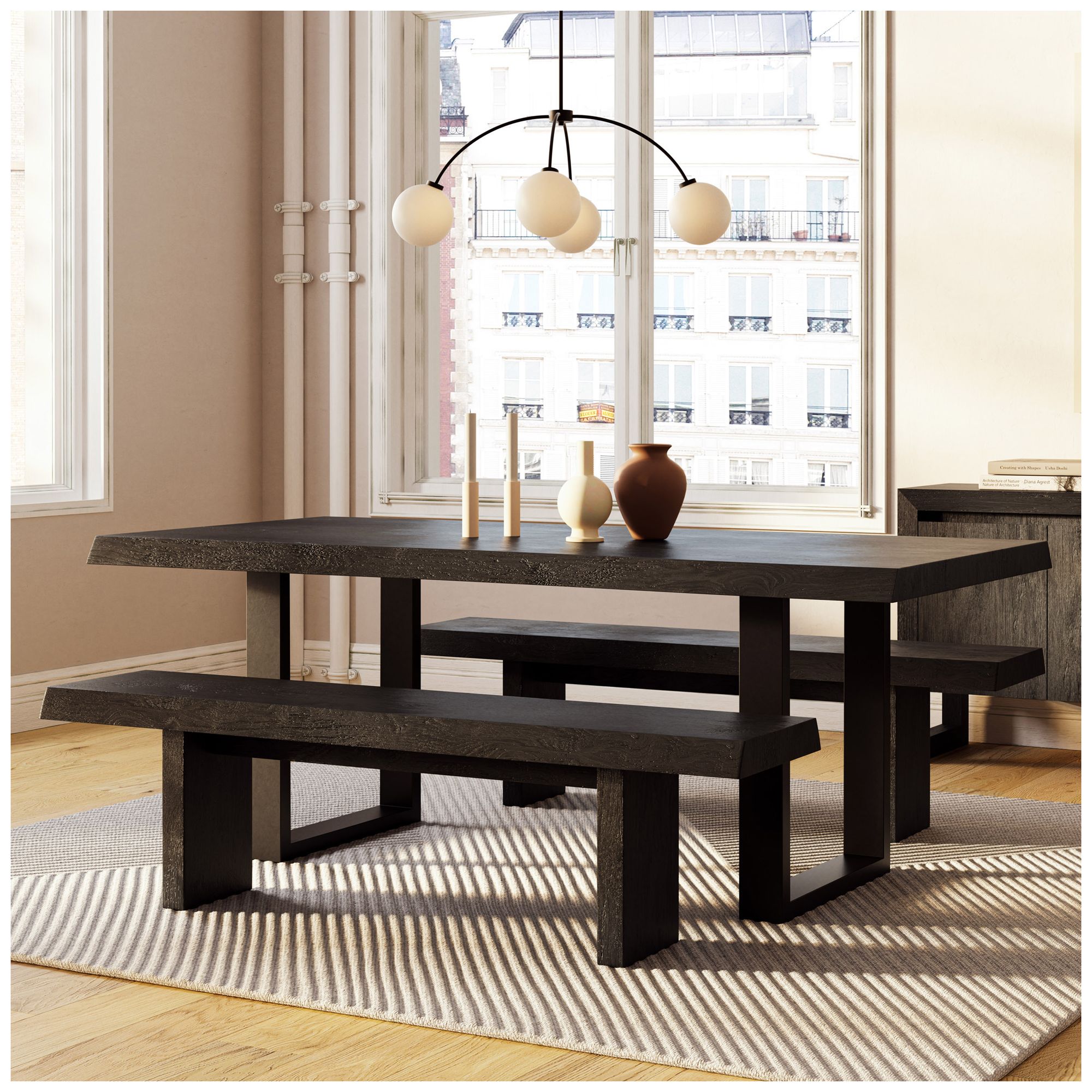 Image 5 Brooks Dining Table U Base 40" x 116" Ebonized Top Black Base more views