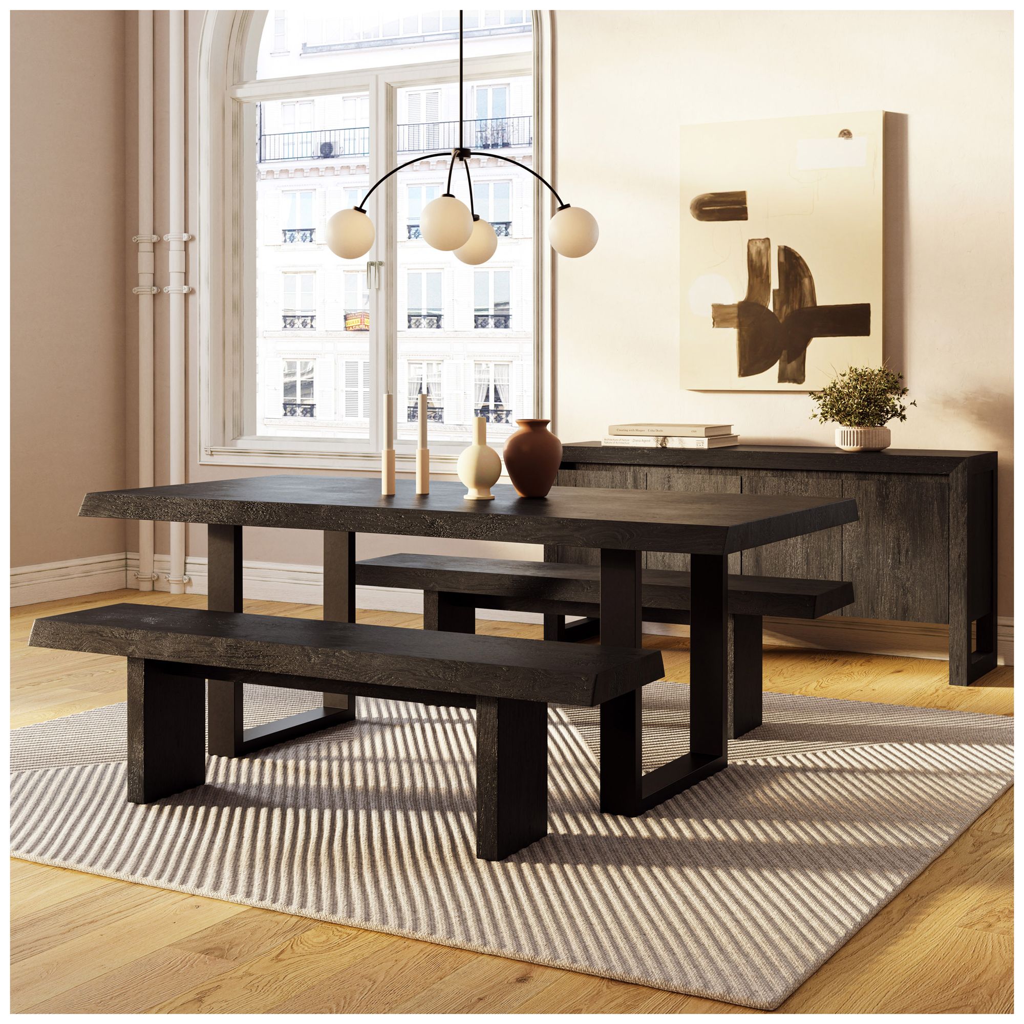 Image 6 Brooks Dining Table U Base 40" x 116" Ebonized Top Black Base more views