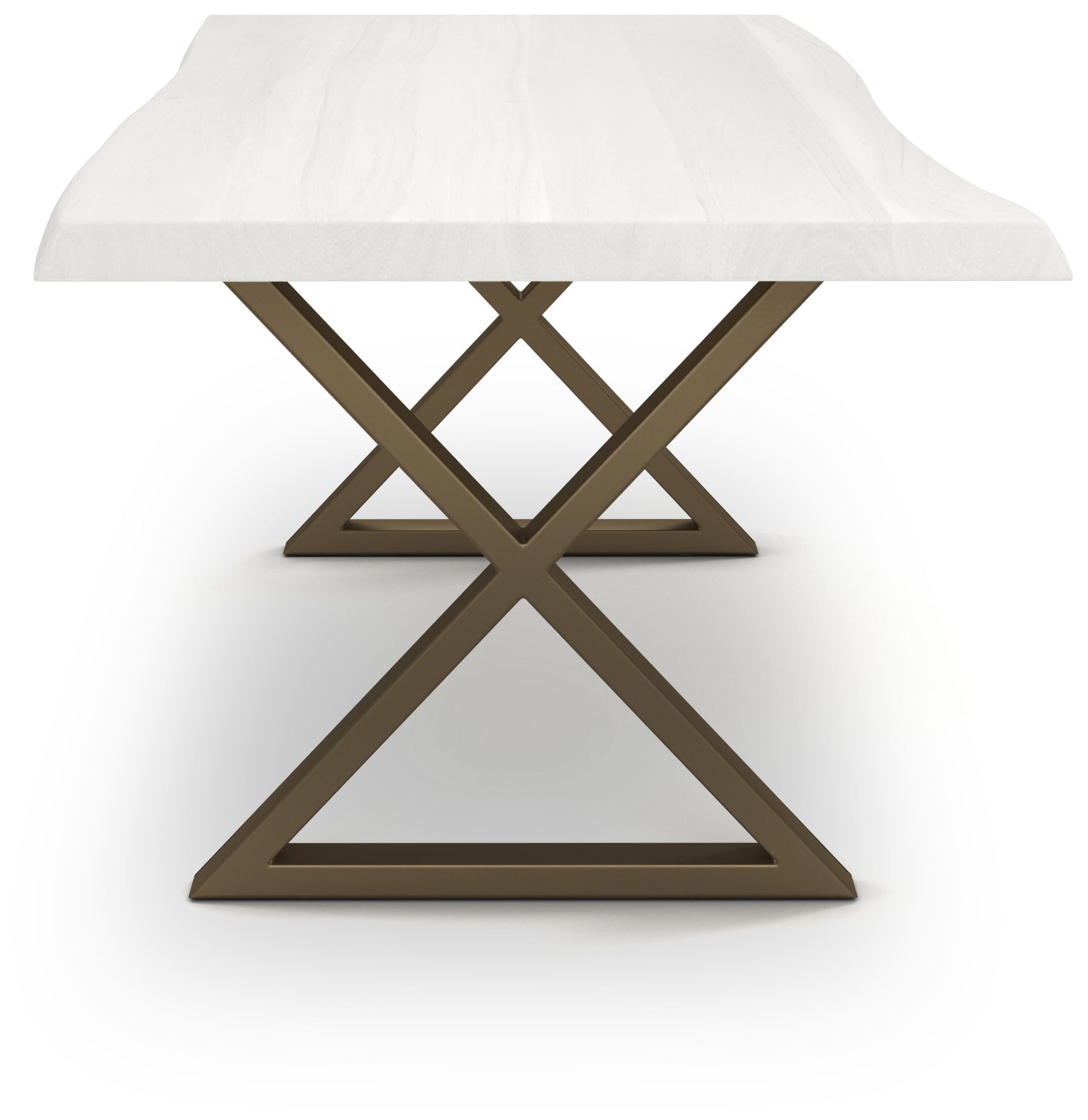 Image 2 Brooks Dining Table U Base 40" x 116" White Wash Top Pewter Base more views