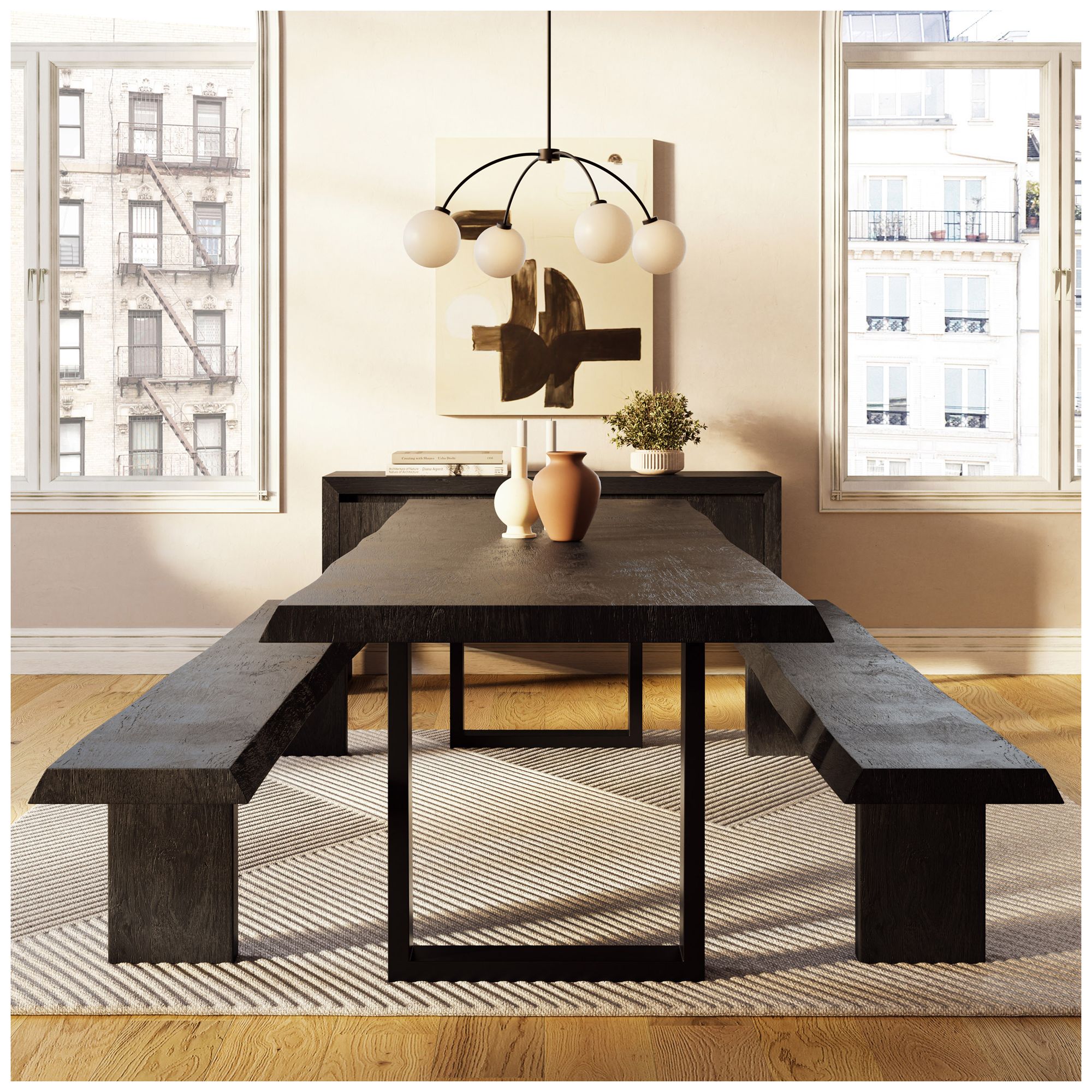 Image 6 Brooks Dining Table U Base 40" x 92" Ebonized Top Black Base more views
