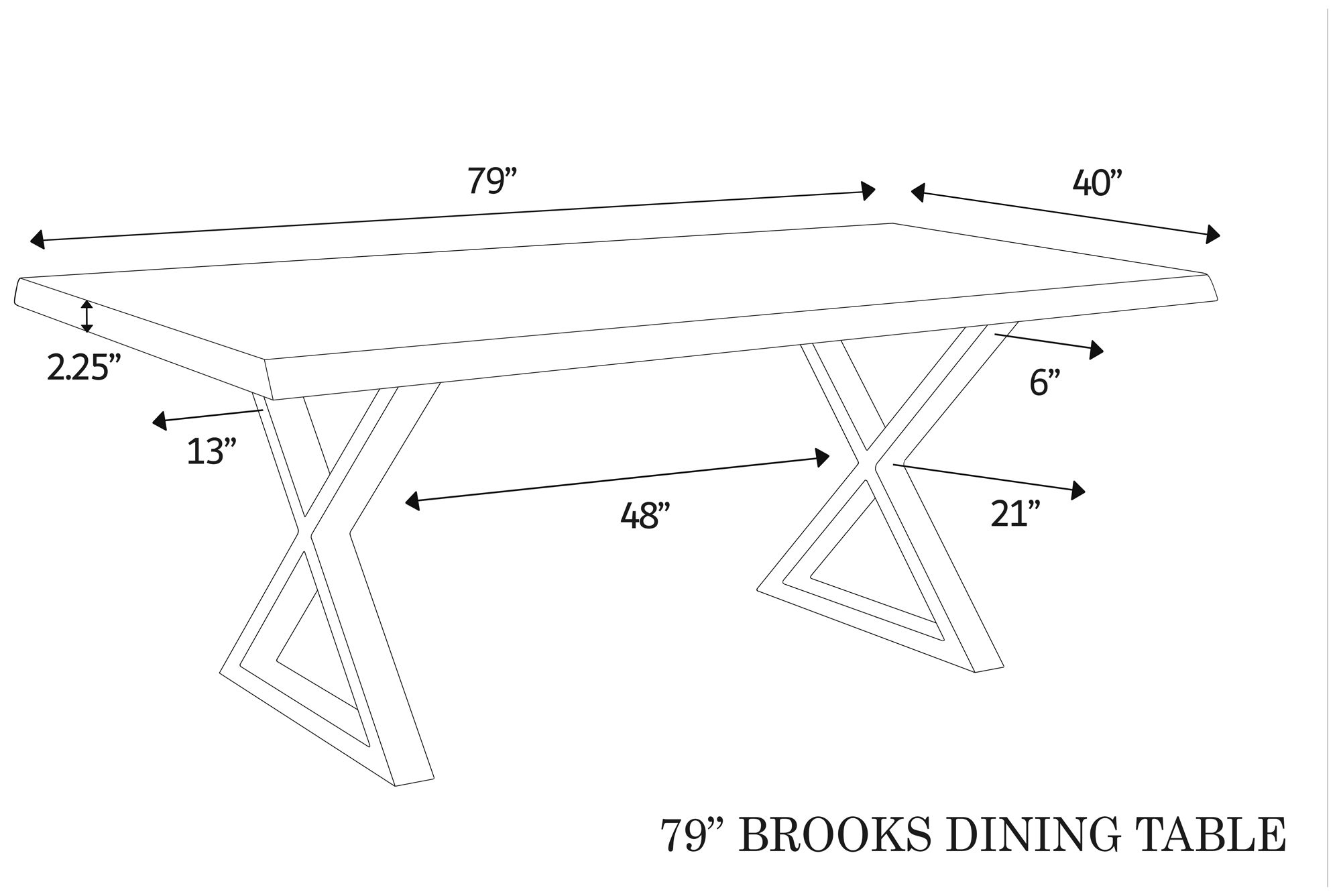Image 4 Brooks Dining Table X Base 40" x 79" Americano Top Black Base more views