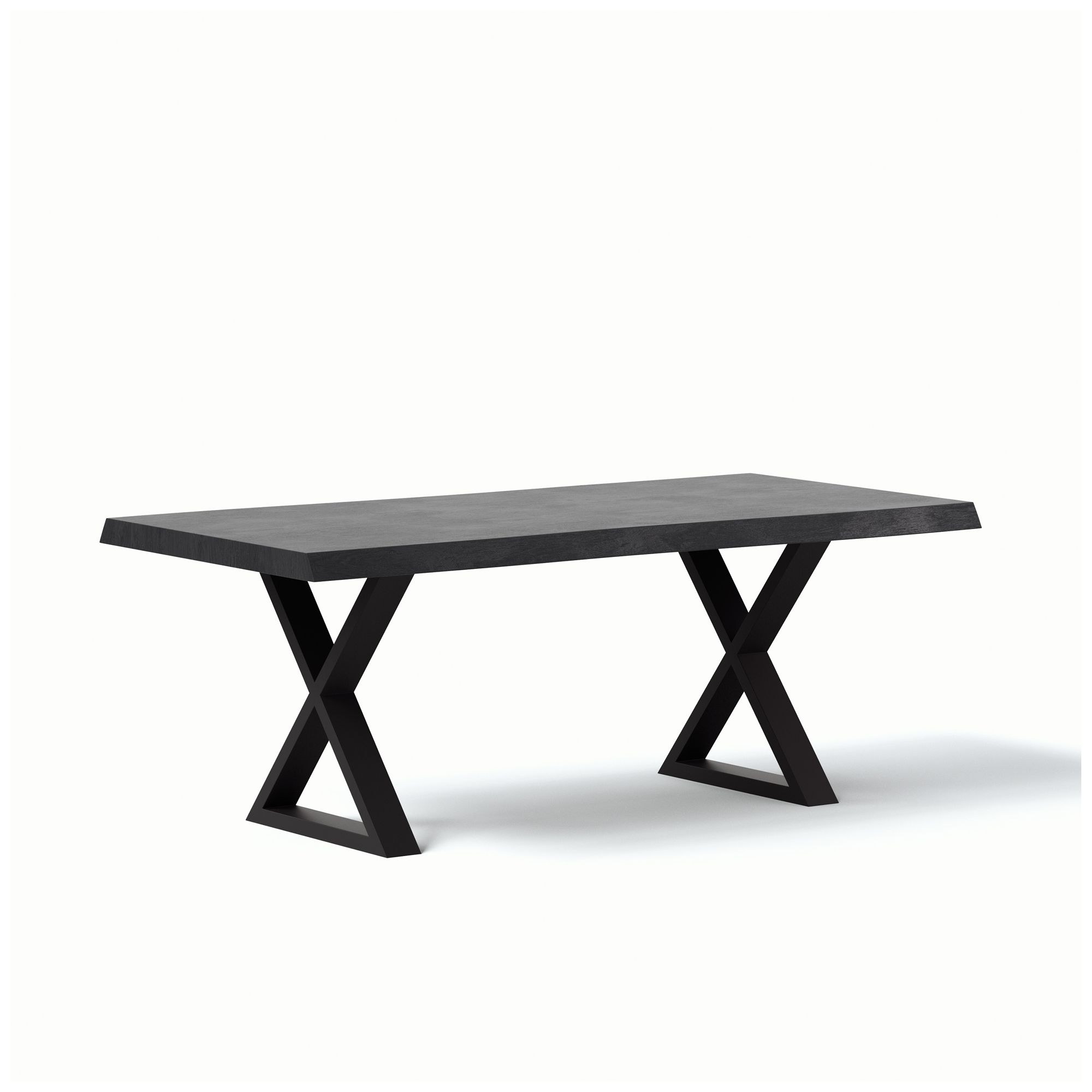 Image 2 Brooks Dining Table X Base 40" x 116" Ebonized Top Brass Base more views