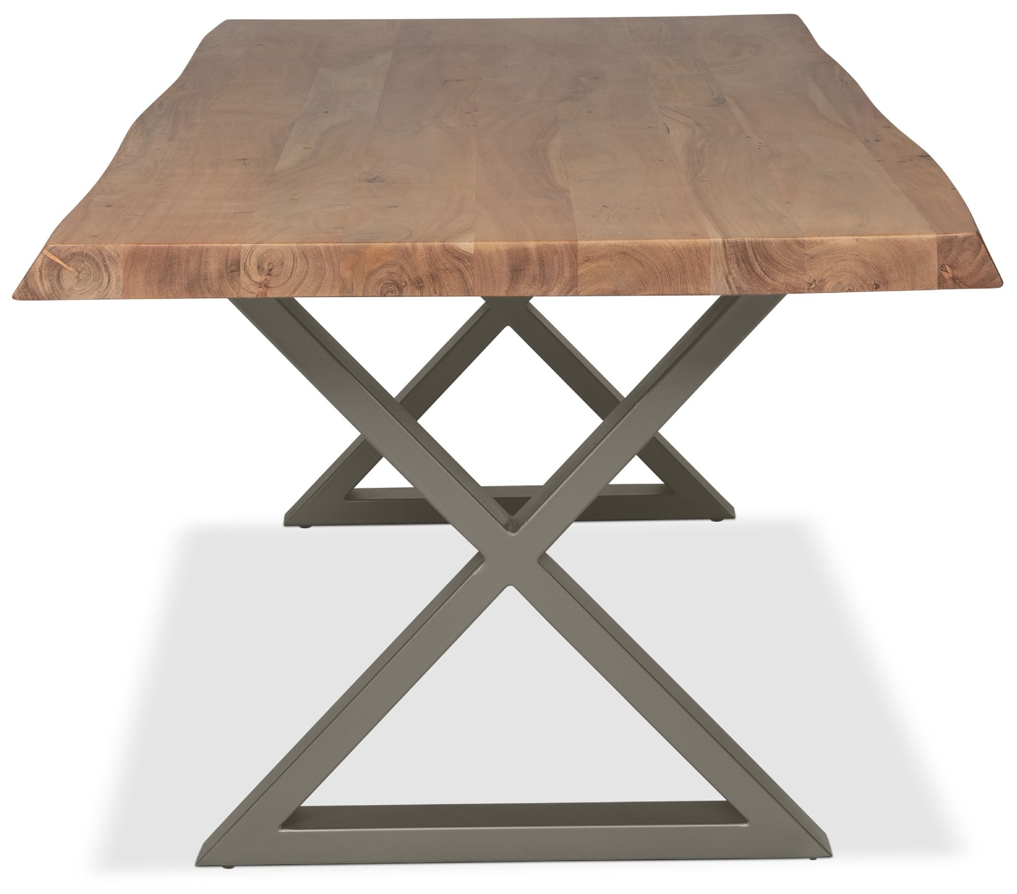 Image 3 Brooks Dining Table X Base 40" x 116" Teak Top Pewter Base more views