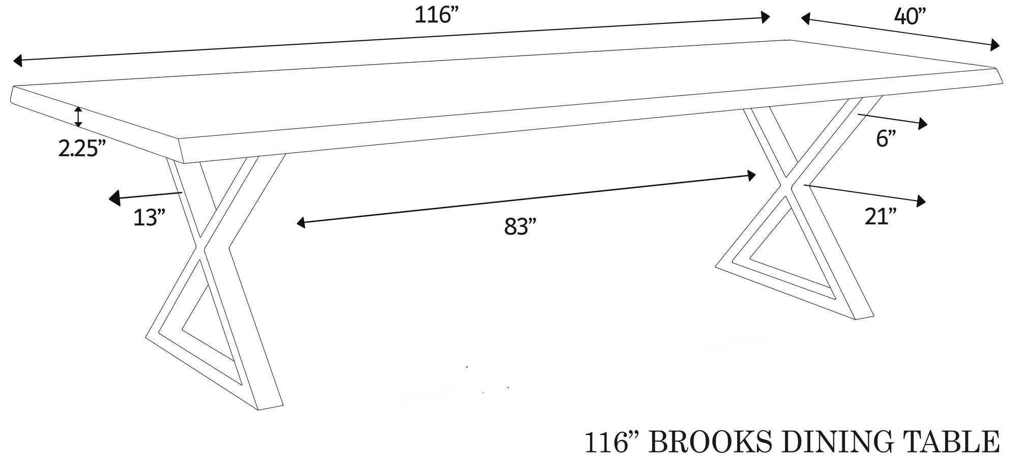 Image 4 Brooks Dining Table X Base 40" x 92" Americano Top Brass Base more views