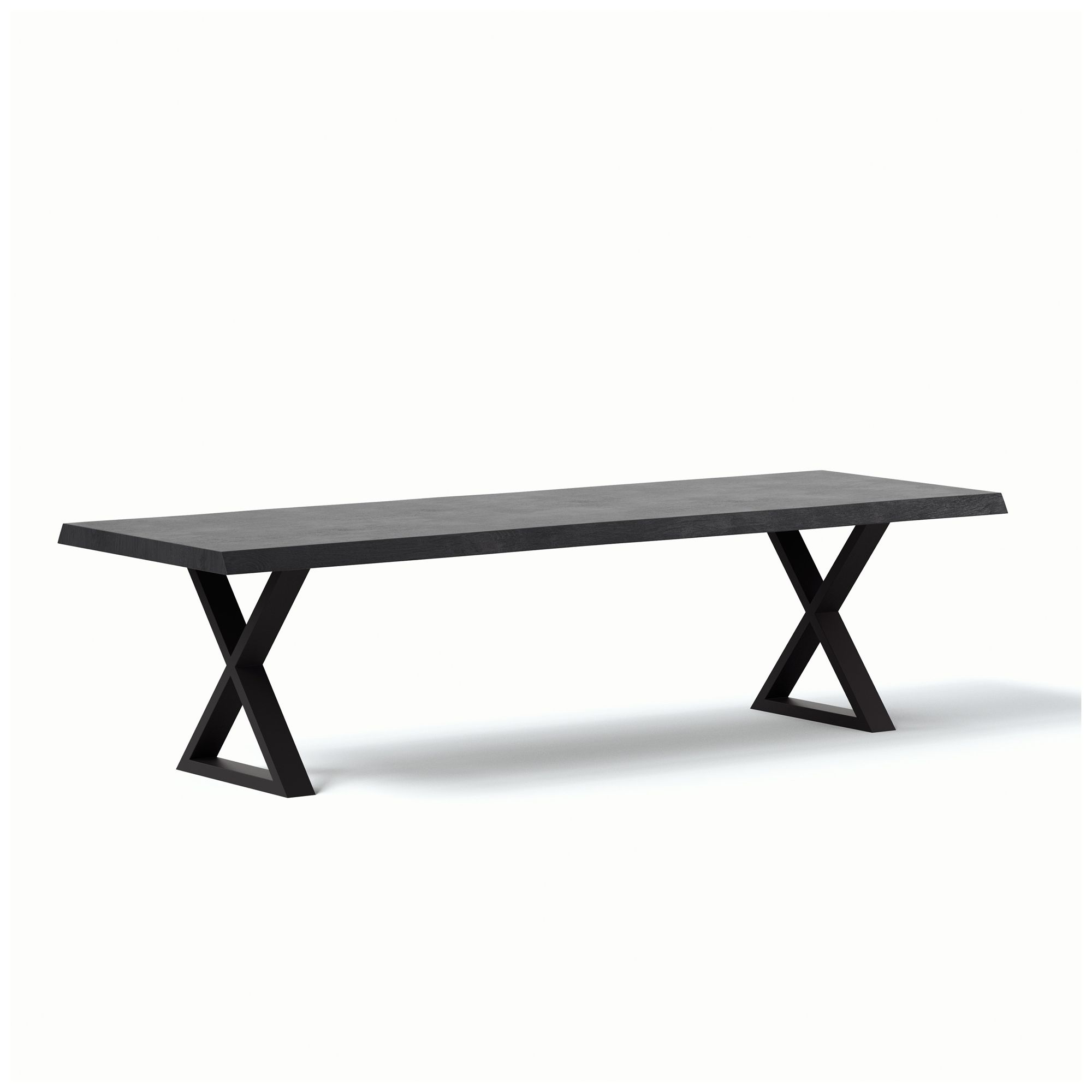 Image 2 Brooks Dining Table X Base 40" x 92" Ebonized Top Brass Base more views