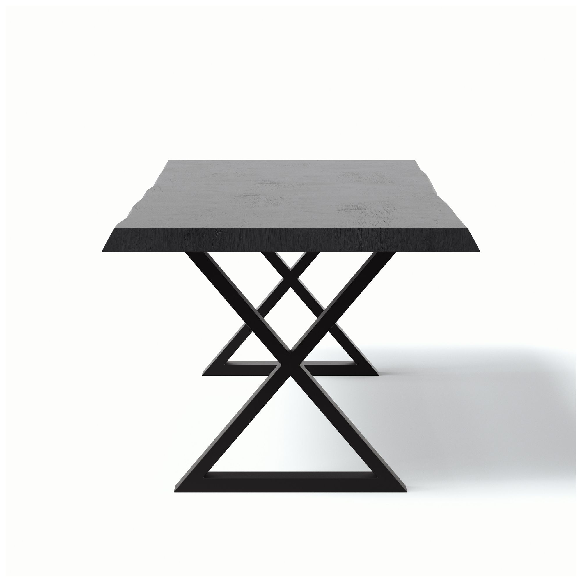 Image 3 Brooks Dining Table X Base 40" x 92" Ebonized Top Brass Base more views