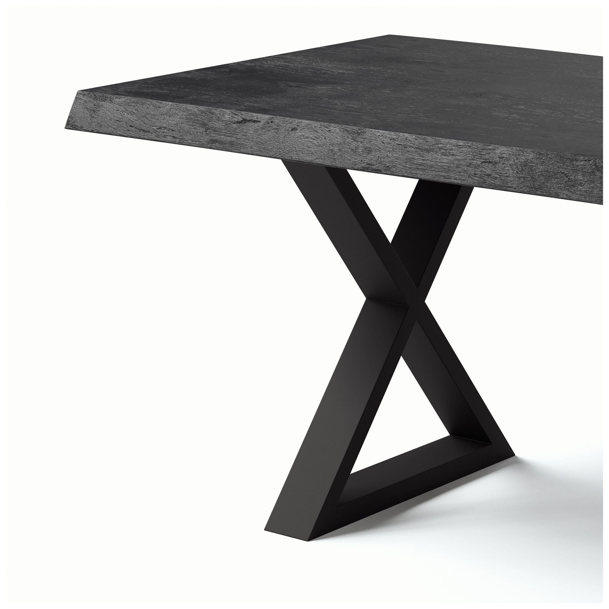 Image 6 Brooks Dining Table X Base 40" x 92" Ebonized Top Brass Base more views